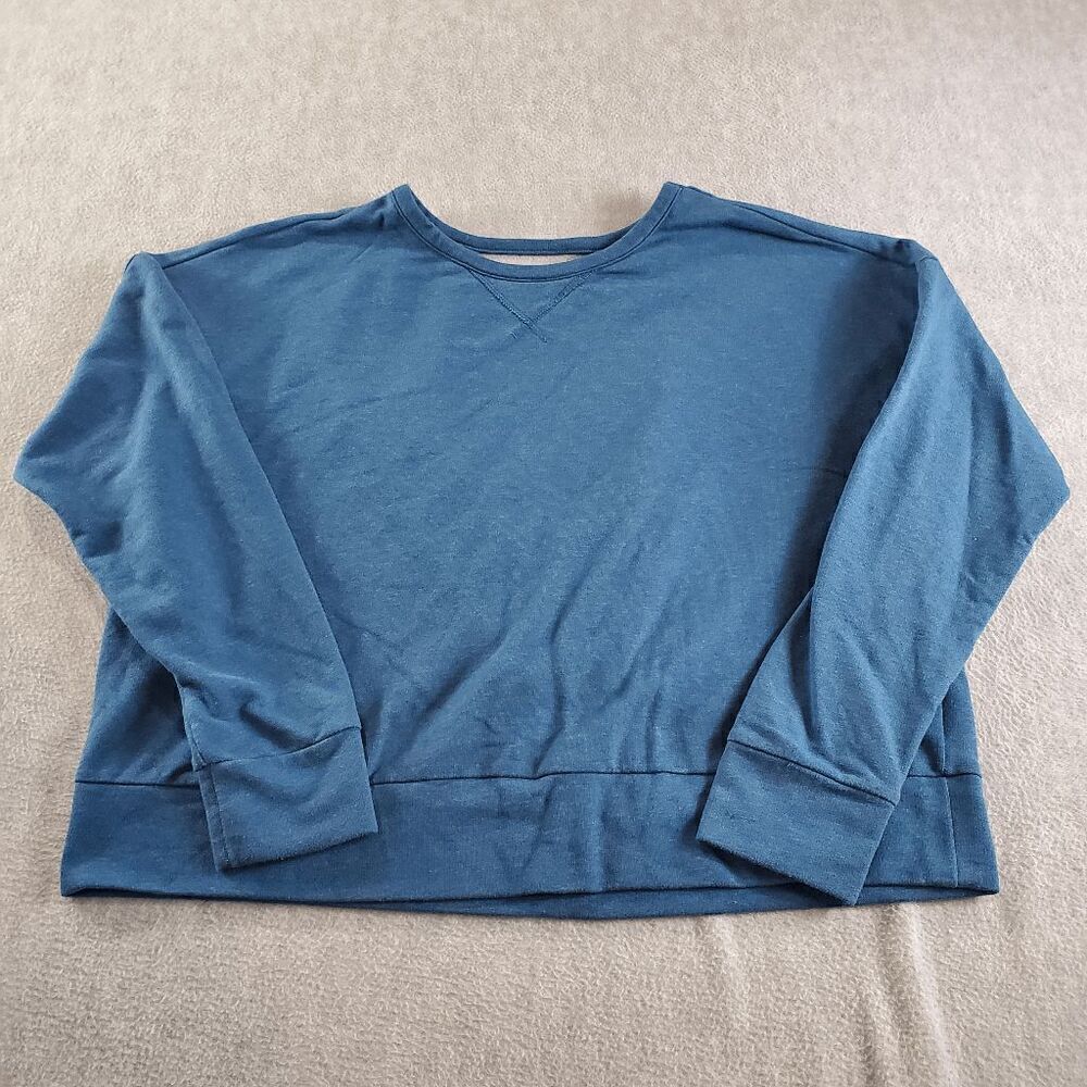 Nike Sweatshirt Women XL Blue Polyester Dri Fit Cut Out Back Round Neck Pullover